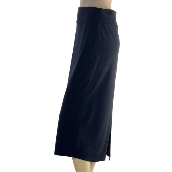 FREE PEOPLE Women's Skirt Black Knit Straight Column Bodycon Midi Pull-on Size M - Picture 3 of 11
